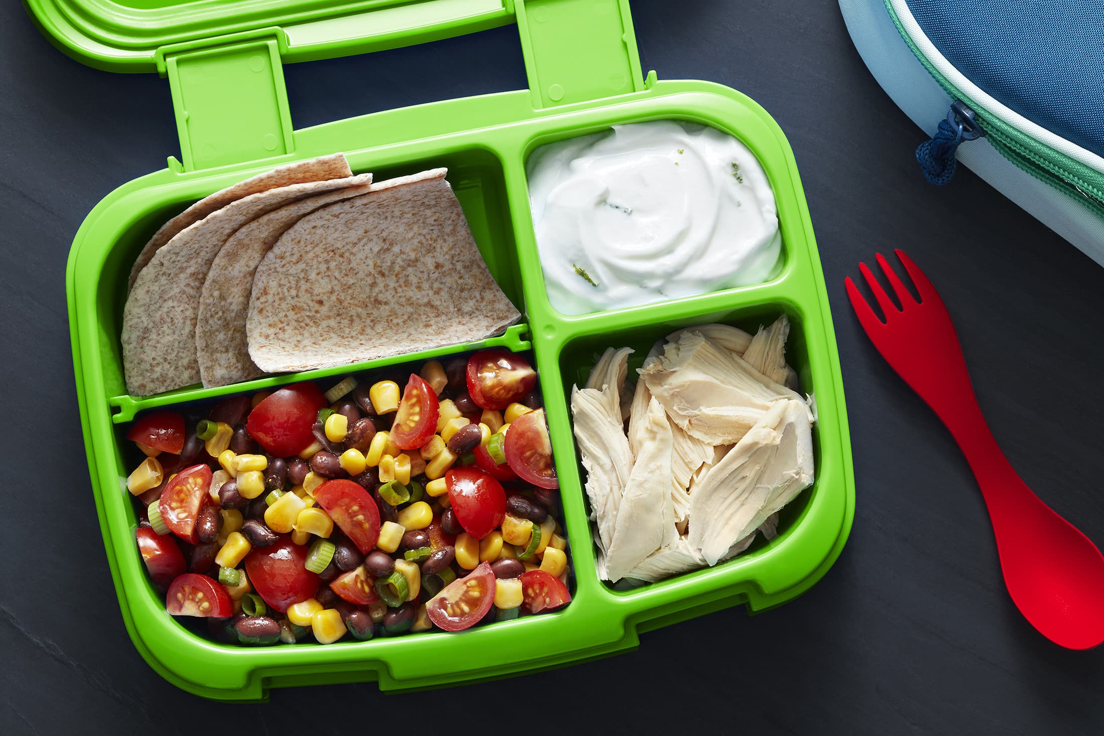 Pulled Chicken “Bento” with One Sweet® Tomato Black Bean Salsa