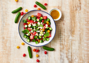 Tiny Mighty Greek Salad with Qukes™, Sprinkles® and Watermelon