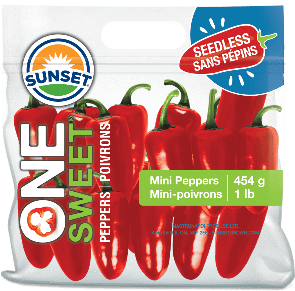 ONE SWEET® Peppers Seedless SUNSET Grown. All rights reserved.