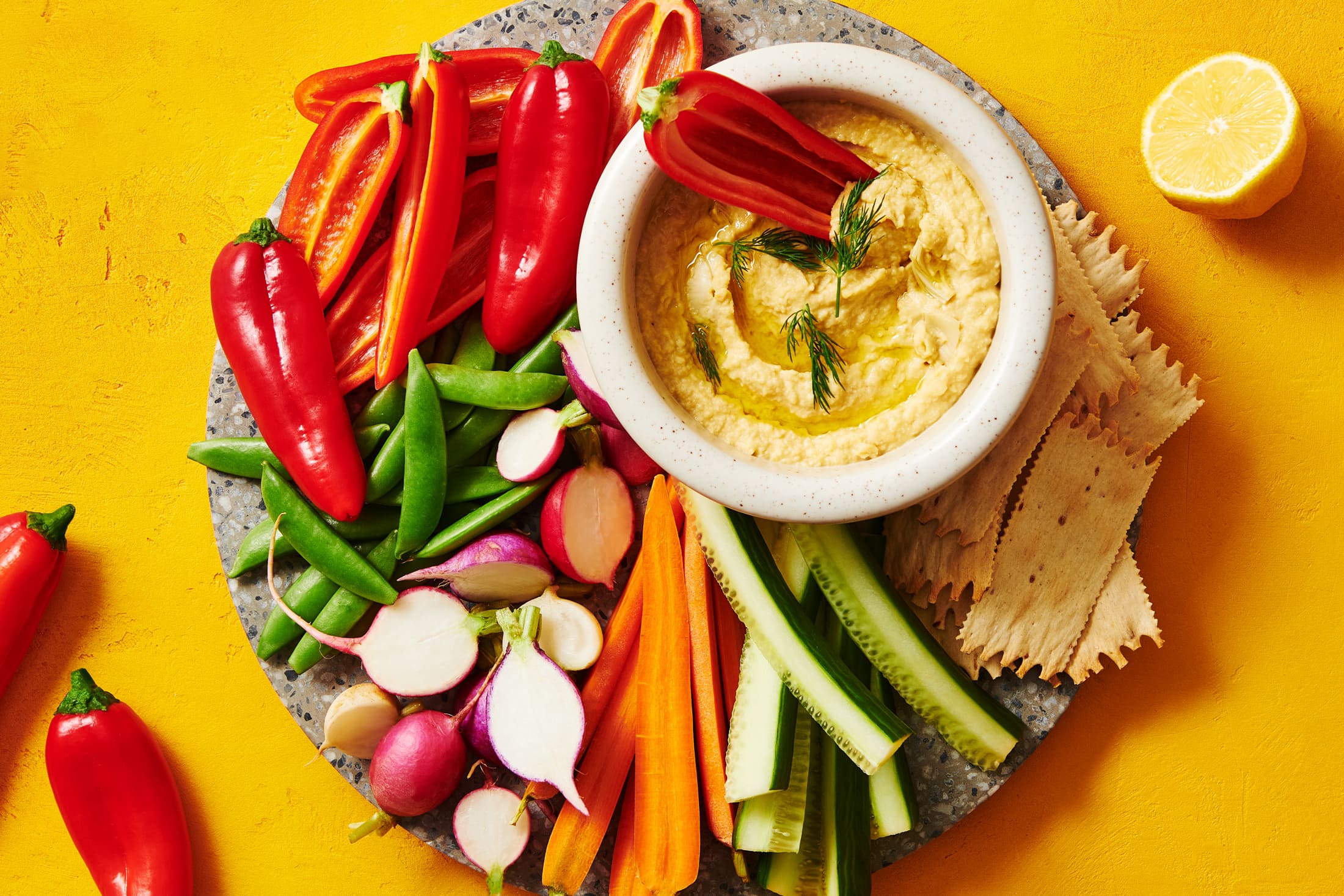 Lemon Artichoke Hummus & Veggie Platter